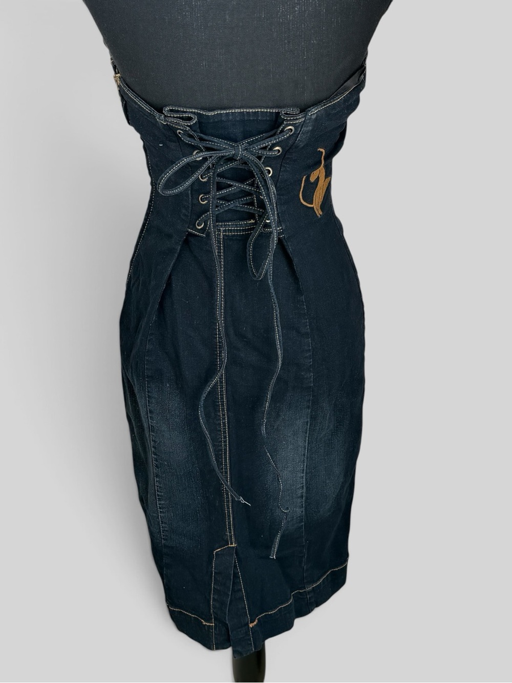 Baby Phat Strapless Dark Indigo Denim Corset Pencil Dress - Picture 6 of 12